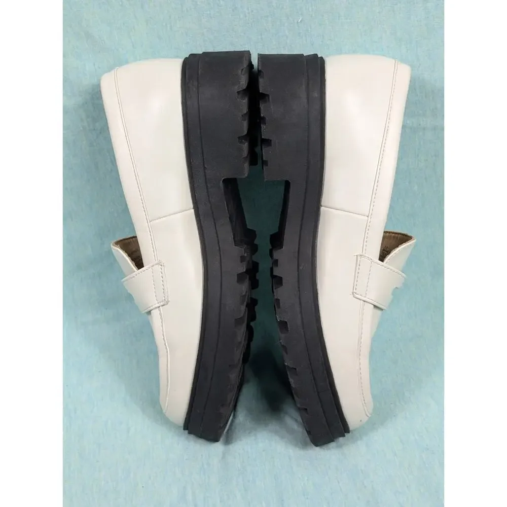 A New Day Women's Off White/Britney Paris Platform Loafers Size 10 Lug Sole